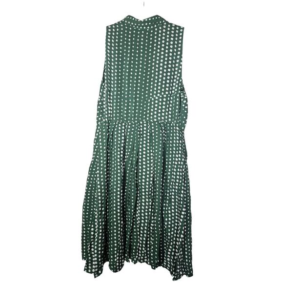NEW Anthropologie L 11 1 TYLHO Green Polka Dot Shirt Dress A Line Preppy - Picture 4 of 6